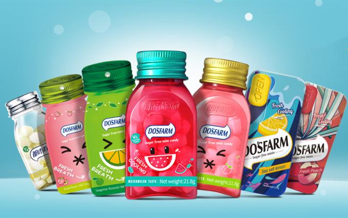 Abkühlende Plastikflasche der Erdbeere38g verpacken Vitamin- Czuckerfreie Minze Candy/HACCP, ISO